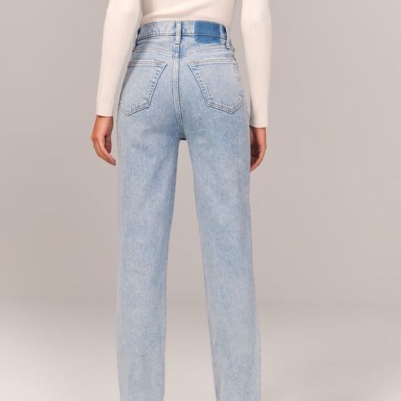 Abercrombie & Fitch Sky Blue Straight Leg Jeans High Waisted - Picture 4 of 10